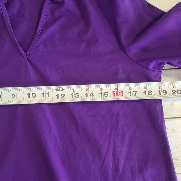 Purple Ruffled Chic Shift Dress NEW Glam Witchy Vibes Bowtie Long Sleeve Large - Picture 6 of 8